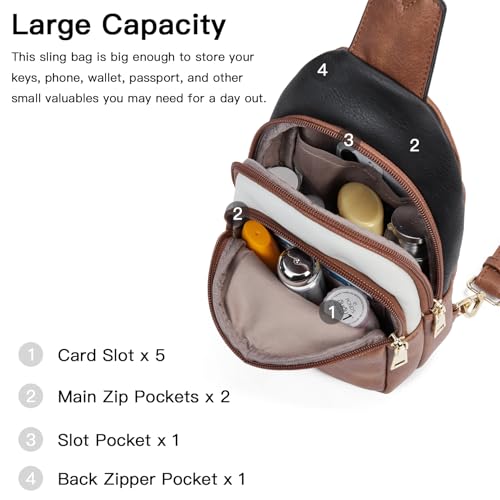 Crossbody Bags for Women Leather Sling Bag for Woman Travel Black