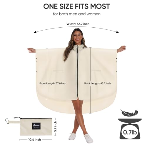 Rain Poncho for Adults with Zipper