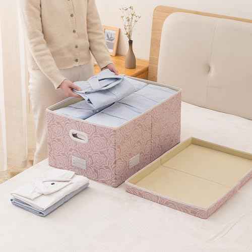 Extra Large Collapsible Storage Cubes with Lids Fabric Decorative Storage Bins Boxes Organizer Baskets with Cover Handles for Bedroom Closet Living Room 19.6x15.7x11.8 Inch 3 Pack (3 Count)