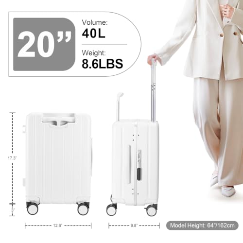 20" Carry On Luggage Double Handle Suitcase with Net Pocket