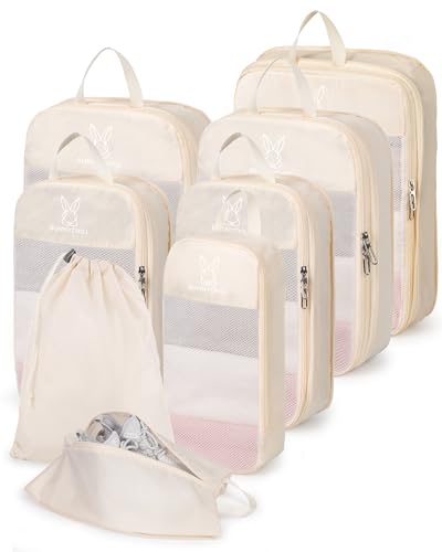 8 Set Space Saving Compression Packing Cubes Lightweight Packing Cube Begie