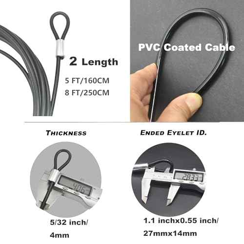 5FT 4mm Stainless Steel Security Cable Lock