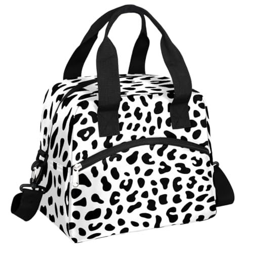 Leopard Cheetah White Insulated Lunch Bag for Women Girl Reusable Lunch Tote Box With Shoulder Strap Lightweight Thermal Cooler Meal Prep Bag for Work School Office Picnic (print 16)