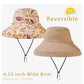 Womens Sun Hats Wide Brim Reversible Bucket Cotton Hat Packable Summer Travel Cap with Hat Clip