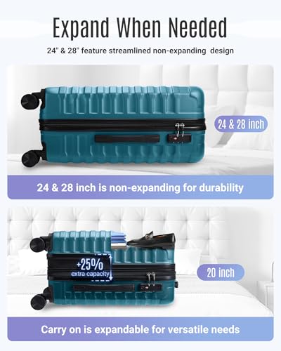 Luggage Sets 3 Pcs Suitcase with Wheels (3 Count)