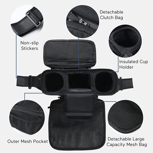 Non Slip Universal Stroller Organizer with Insulated Cup Holder