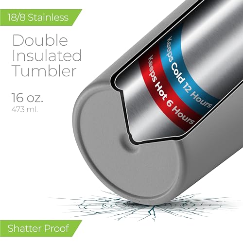 16 oz Insulated Coffee Tumbler with Leakproof Lid