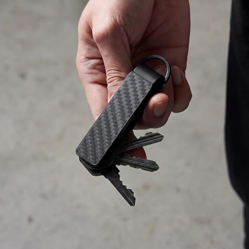 Metallic Aluminum Carbon Fiber Key Organizer holder with Clip