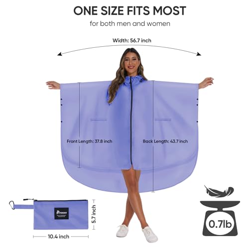 Rain Poncho for Adults with Zipper