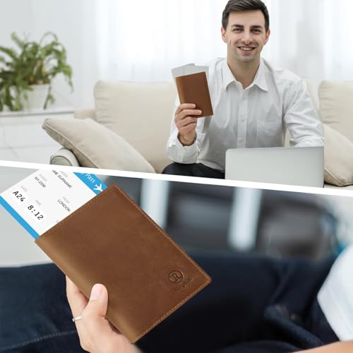 Leather Passport Cover for Men Women