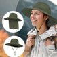 Outdoor Sun Hats with Stowable Neck Flap for Men Women UPF 50+ Mesh Summer Bucket Hat Wide Brim for Fishing Safari Hiking Army Green