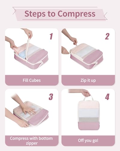 6 Set Compression Packing Cubes for Travel Women Men