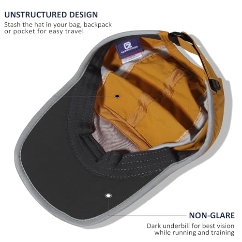 Baseball Cap Nylon Running Cap Outdoor Sports Hat for Men Women Adjustable Quick Drying Reflective Foldable UPF50+ Breath Mesh Race Performance Lightweight Dark Goldenrod