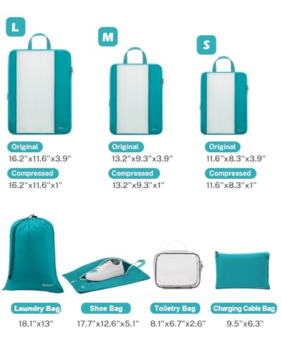 Compression Packing Cubes for Travel (8 Count)