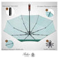 Folding Umbrella Lux Hardwood Handle Herringbone Jade Green