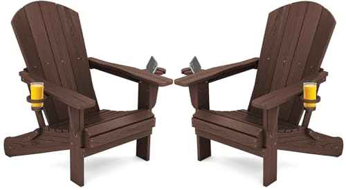 Outdoor Adirondack Chair Set of 2 with Cup Holders (2 Count)