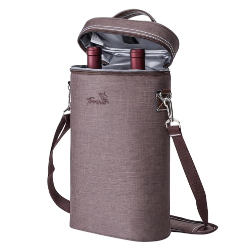 2 Bottle Insulated Wine Tote Carrier Bag