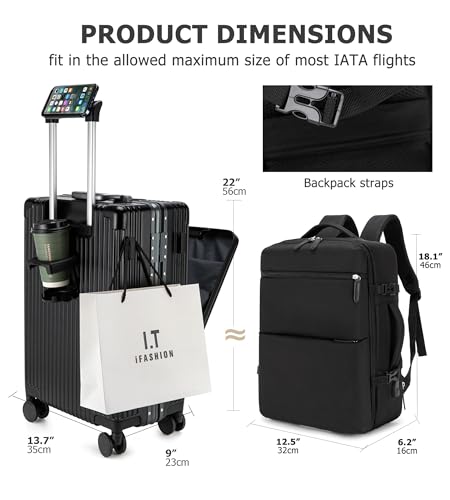 2 pcs PC Aluminum Frame Carry On Luggage Set (2 count)