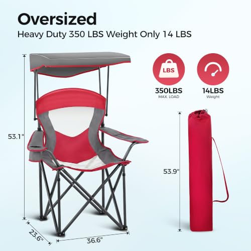 Heavy Duty Canopy Camping Chairs with Adjustable Sunshade