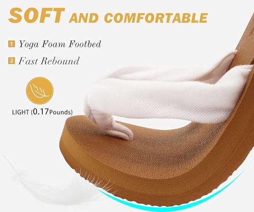 Flip Flops for Women Arch Support Summer Beach Sandals White Size 8