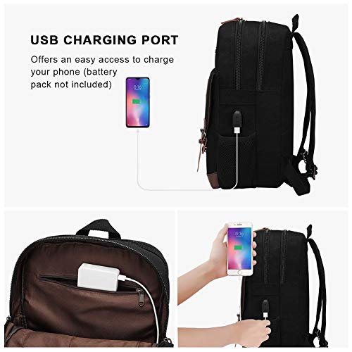 Vintage Canvas Backpack with USB Charging Port