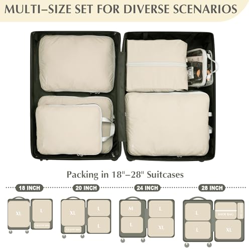 6 Piece Compression Packing Cubes with Shoe Bag (6 Count)