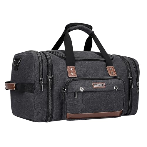 Canvas Duffle Bag for Men Expandable Convertible Travel Gym Duffel