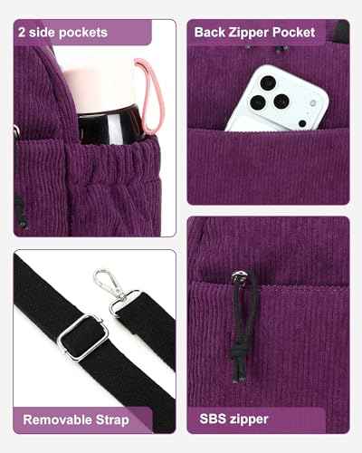 Lunch Bag for Women Cute Corduroy Lunch Tote Bags with Shoulder Strap Reusable Insulated Lunch Box Large Capacity Reusable Insulated Cooler for Work Picnic or Travel