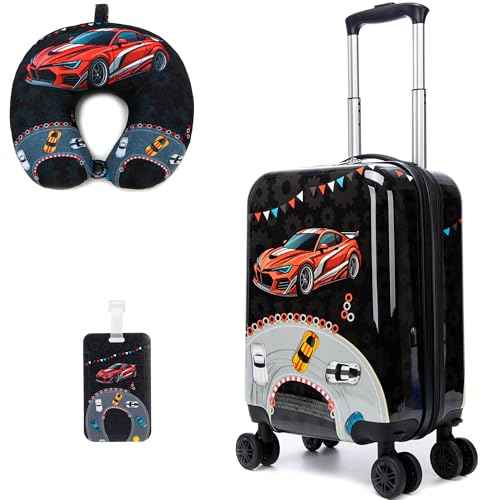 Kids Suitcase Set for Boys Hardside Luggage with Spinner Wheels 2 Piece 16inch Toddler Suitcase for Boys Travel Carry on Luggage Airline Approved (2 Count)