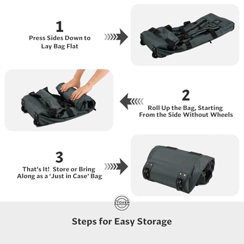 45/80/100L Rolling Duffel Bag with Wheels, Large Durable Travel Duffle + Toiletry Bag, Heavy Duty, Packable, Foldable with Shoulder Straps- Use as Luggage or Backpack, Men/Women (Grey)