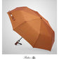 Folding Umbrella Lux Hardwood Handle Herringbone Gold Flame