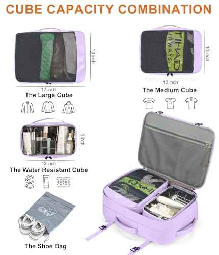 40L Expandable Carry On Travel Backpack with 4 Packing Cubes