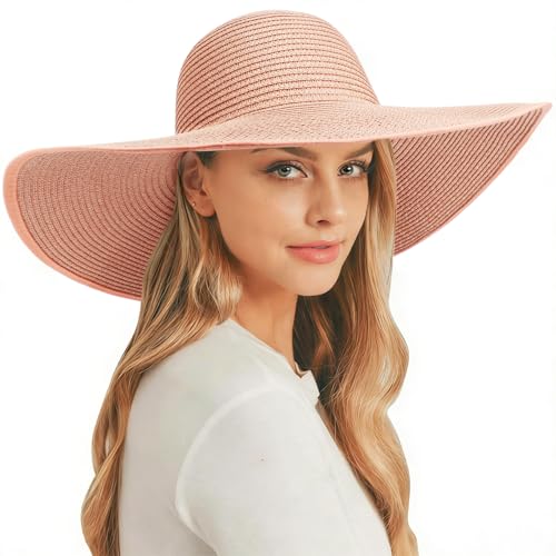 Sun Hats for Women Wide Brim Summer Hat Large Floppy Sun Straw Hat Foldable Packable Beach Hats UPF 50+