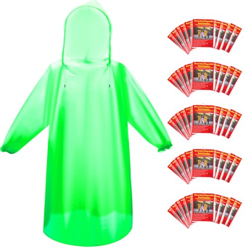 6 & 20 & 50 Pack Disposable Rain Ponchos for Adults (6 Count)