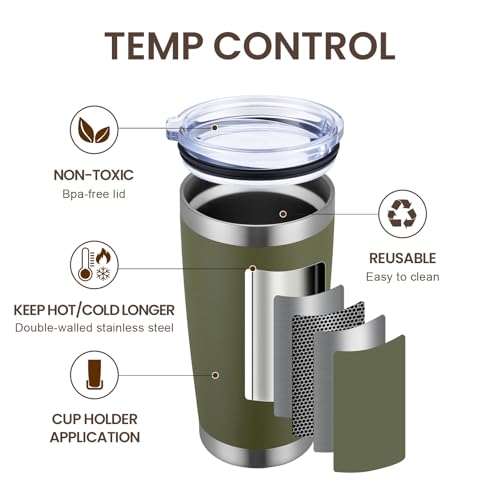 20oz Tumbler 8 Pack Double Wall Vacuum Insulated Travel Mug Bulk (8 Count)