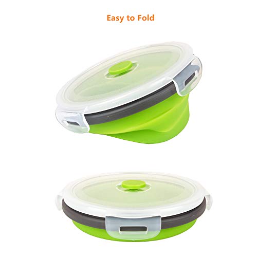 Green Silicone Collapsible Food Storage Containers (3 Count)