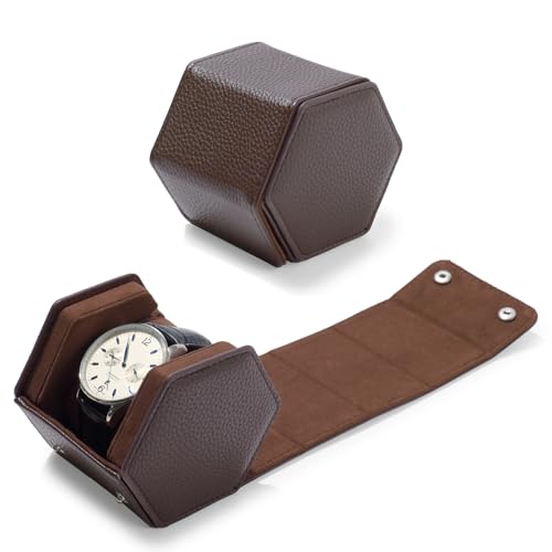 Single Watch Box Brown Hexagonal