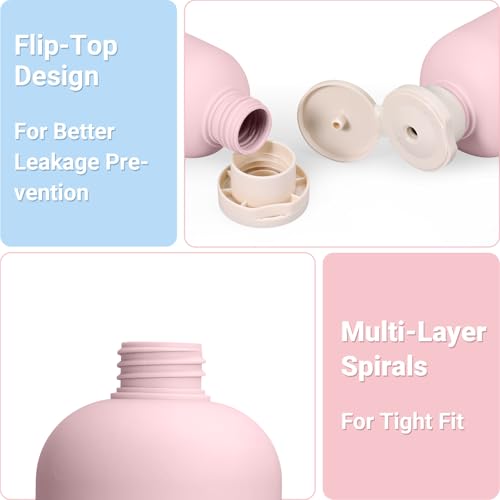 6.7oz 4Pcs Plastic Refillable Travel Shampoo & Conditioner Bottles With Flip Cap