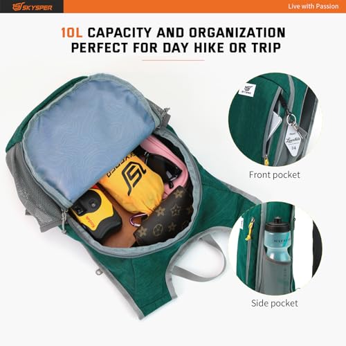 Small Daypack 10L Hiking Backpack Packable Lightweight Travel Day Pack for Women Men