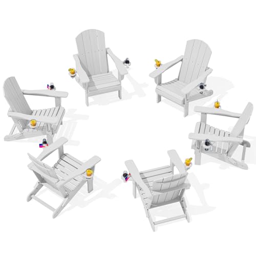 Outdoor Adirondack Chair Set of 6 with Cup Holders (6 Count)