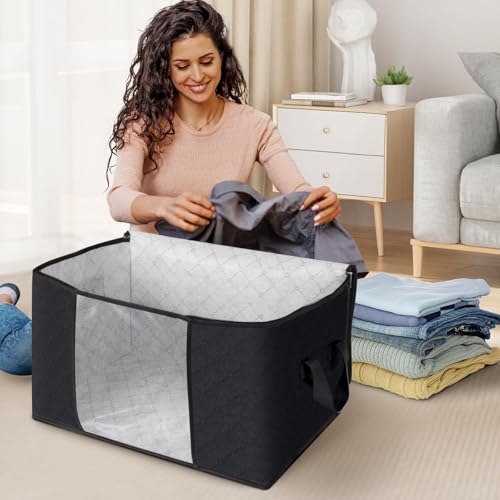 10 Pack Storage Bags for Clothes Blanket Storage Bins with Lids (10 Count)