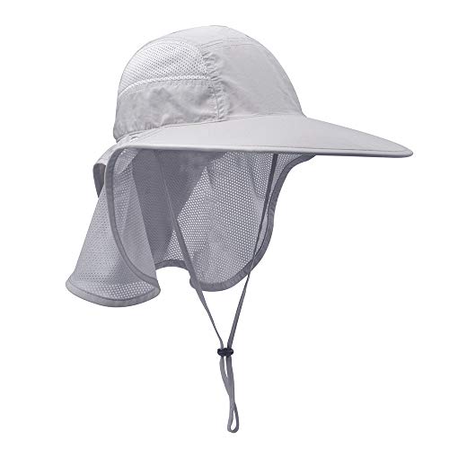 Unisex Outdoor Activities UV Protecting Sun Hats with Neck Flap Grey