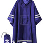 Adult Rain Poncho Waterproof Hooded Raincoat Lightweight Packable