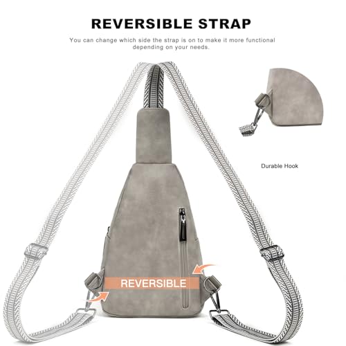 7L Crossboydy Sling Bag for Women Vegan Leather Crossbody Purse Fanny Pack Chest Bag for Travel