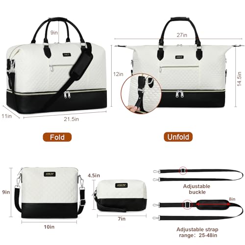 Weekender Bag for Women 21.5" Travel Duffel Large Carry On Bag 3PCS (3 Count)