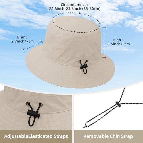 Waterproof Bucket Hats for Woman UPF 50+ Sun Hat Beige