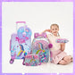 Cute Pink Mermaid Kid’s Luggage Set 5 Piece Suitcase Set 16’’ Hardside Luggage with Spinner Wheels Girls Boys Carry on Toddler Luggage Travel Rolling Luggage Carry on Luggage Airline Approved (5 Count)