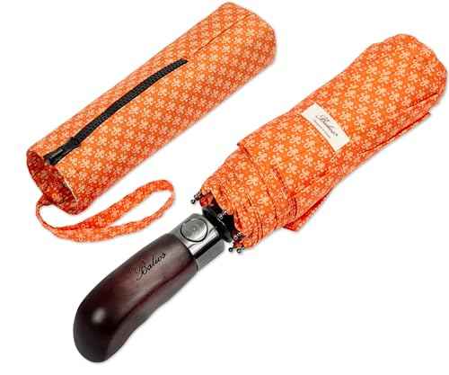 Folding Umbrella Real Wood Handle Pimlico Red Orange
