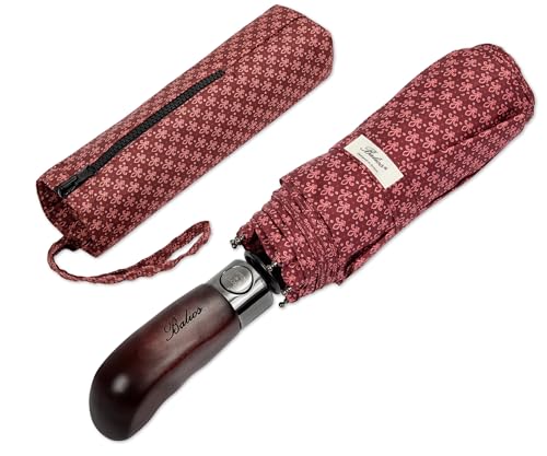 Folding Umbrella Real Wood Handle Pimlico Burgundy