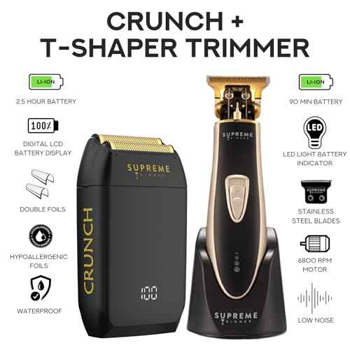 2-in-1 T-Shaper Trimmer & Crunch Foil Shaver | STF602 Electric Razor & ST5210 Beard Trimmer Barber Haircut Kit | Gold